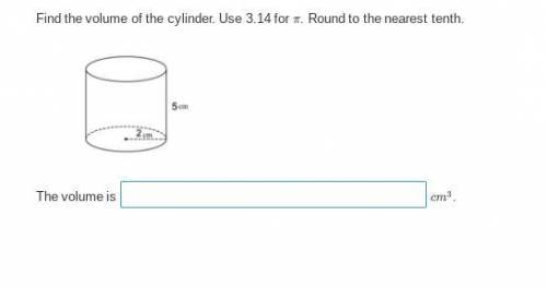 Find the volume of the cylinder. Use 3.14 for π. Round to the nearest tenth.