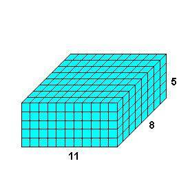 Which expression could be used to find the volume of the prism shown below?

A. (11 times 8) times