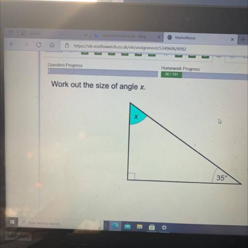 What is the angle of x