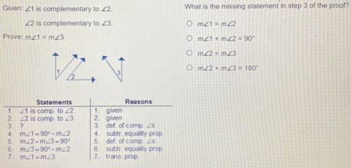￼ what is the missing statement in step three of the proof?