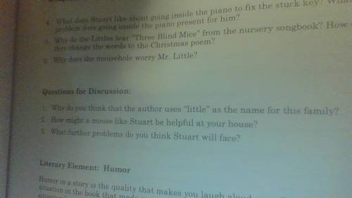 Can someone answer questions 1 and 3 plzzz its about stuart little i will give 13 points ok plz