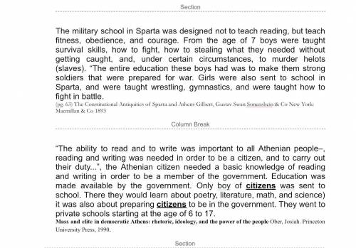 Compare the Athenian education system to the Spartan education system in at least a paragraph pls a