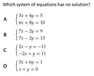 Which system of equation has no solution?