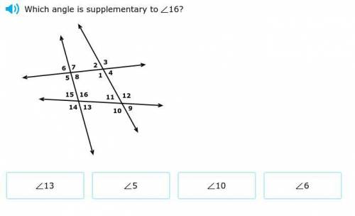 Which angle is supplementary to 16 ?