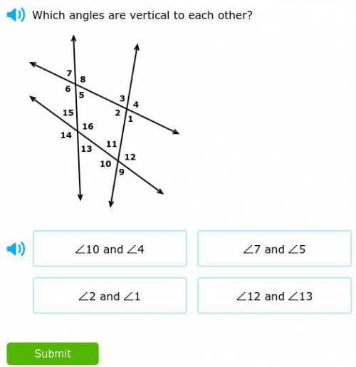 Which angles are vertical to each other ?