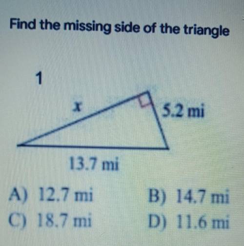 Find the missing side of the triangle ​
