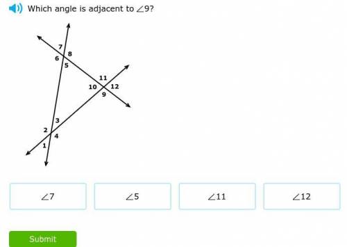 Which angle is adjacent to 9 ?