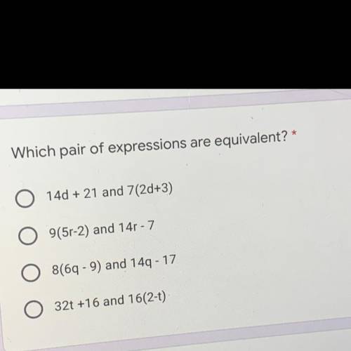 Which pair of expressions are equivalent?