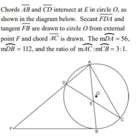 4a) What is the measure of angle CEB?

4b) What is the measure of angle F? 
4c) Explain using the