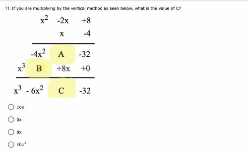 If you are multiplying by the vertical method as seen below, what is the value of C?

QUICK QUESTI
