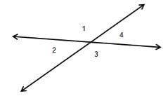 Name a set of vertical angles in the image below:

A. 2 and 3
B. 1 & 3
C. 1 & 4
D. 4 &