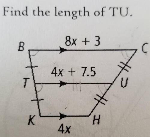 Find the length of TU. Ignore the pencil marks.​