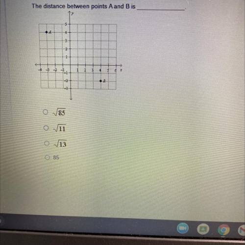 The distance between points A and B is?