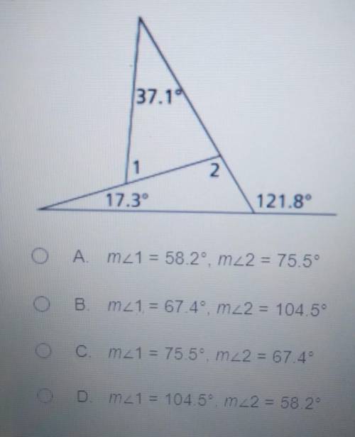 What are the measures of ∠1 and ∠2? <3​