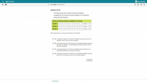 Help im in a hard test and in need some help Pls The table shows the number of practice problems co