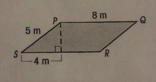 Find the area of PQRS. (Hint: Use the Pythagorean Theorem to find the height .)