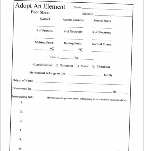 Adopt an Element Project (HELP)!