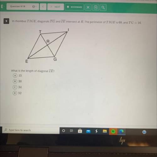 Can someone help me find the length of the rhombus IE?
