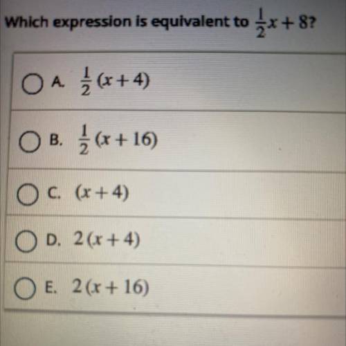 Which expression is equivalent to 1/2x + 8
