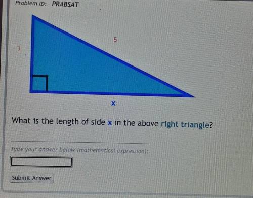 What is the length of side x in the above right triangle​