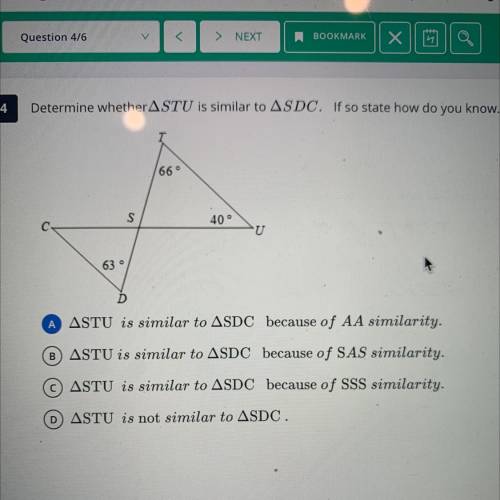 Determine whether ASTU is similar to ASDC. If so state how do you know.

A. 
B. 
C. 
D.