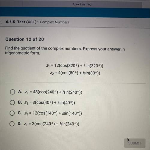 Find the quotient of the complex numbers. Express your answer in trigonometric form