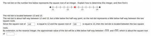 The red dot on the number line below represents the square root of an integer. Explain how to deter