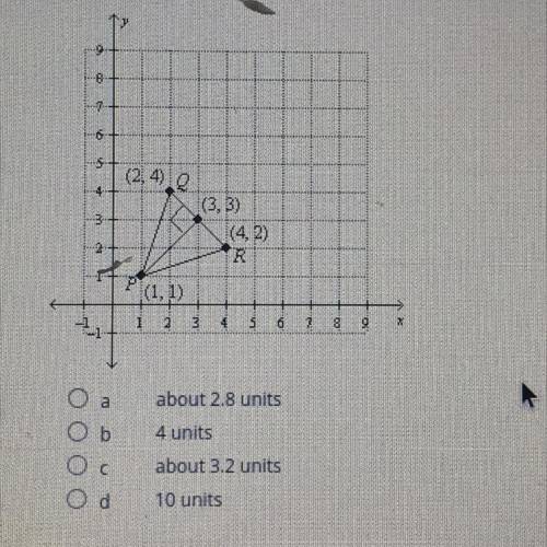 Find the distance from point P to RQ