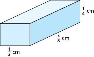 Find the volume of the prism. Write your answer as a fraction.
V= cm3