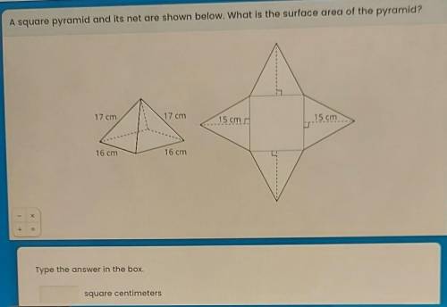 A square pyramid and its net are shown below. What is the surface area of the pyramid?​