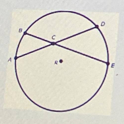 Given circle R , arc BA = 35 and arc DE= 43 what is angle BCA equal to?