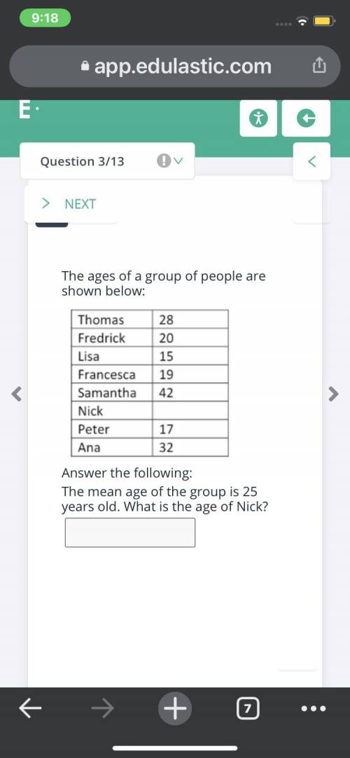 The mean age of the group is 25 years old. What is the age of Nick?