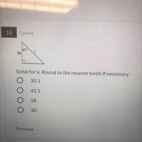 Solve for x Round to the nearest tenth if necessary