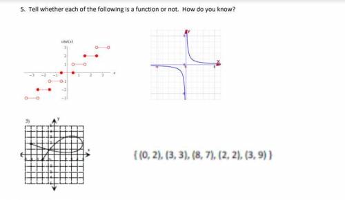 PLS HELP! Tell whether each of the following is a function or not. How do you know?