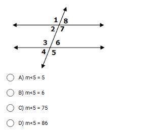 In the figure below, m<1 = 15z and m<5 = 11z + 20. Find the measure of <5.