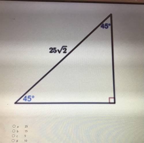 Refer to the diagram below and find the measure of the leg of the triangle