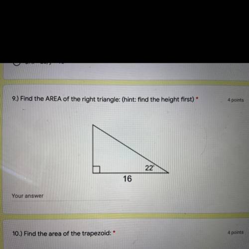 Find the area of the right triangle