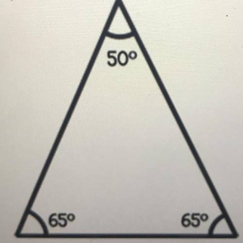 What type of triangle is shown? (3 points)

A. Obtuse triangle
B.Isosceles triangle
C. Right trian