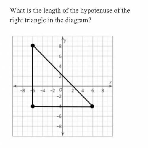 What is the length of the hypotenuse of the right triangle in the diagram?