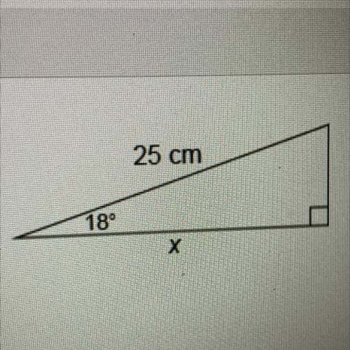 What is the value of x in the triangle?

Enter your answer in the box. Round your final answer to
