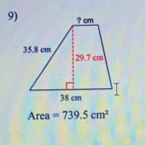 ? cm
35.8 cm
129.7 cm
38 cm
Area = 739.5 cm