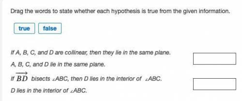 Drag the words to state whether each hypothesis is true from the given information