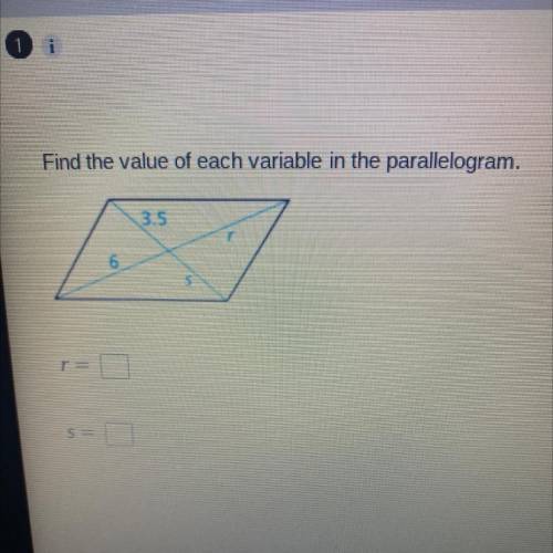 URGENT!!!
Find the value of each variable in the parallelogram.
3.5
6