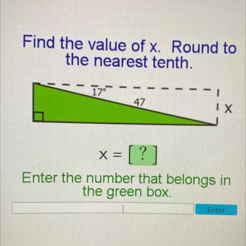Find the value of x. Round to the nearest 10th