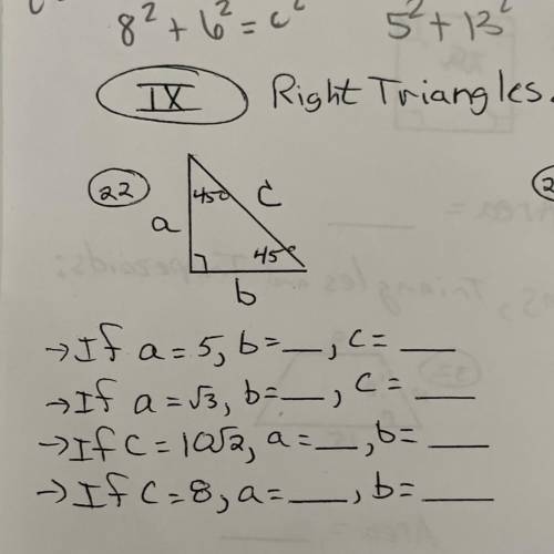 Right triangles 45 45 90