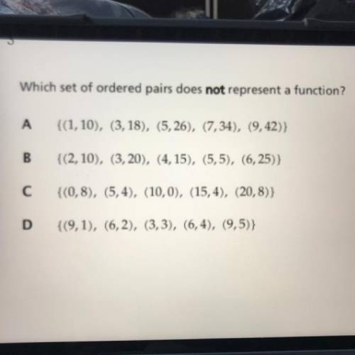 Which set of ordered pairs does not represent a function