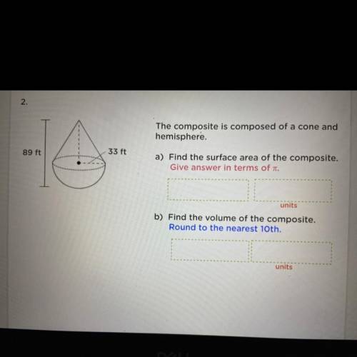 Find the surface area and volume of the composite