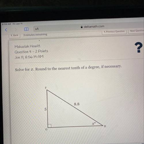 Help please! Solve for X round to the nearest 10th of a degree if necessary