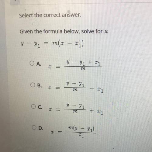 PLEASE HELP WILL GIVE BRAINLIEST

Glven the formula below, solve for x.
y - y = m(1 - 21)
y - y +