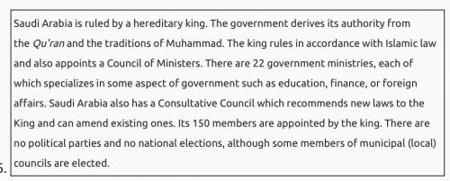 According to the excerpt, Saudi Arabia's government could best be described as a combination of whi